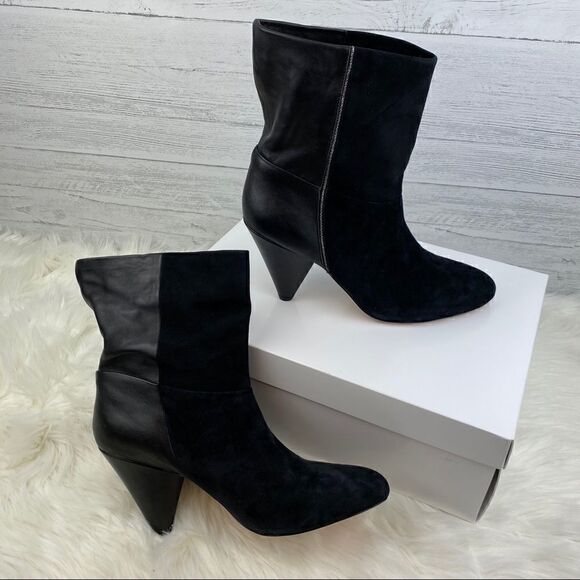 Halston Heritage Molly Leather Mid Calf Boot, Black, NWT - Picture 5 of 8